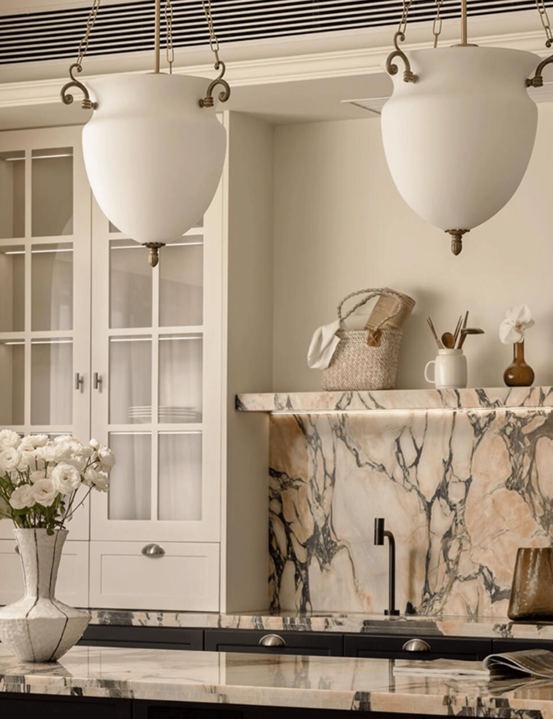 Regents Urn Glass Chain Chandelier in Antique Gold