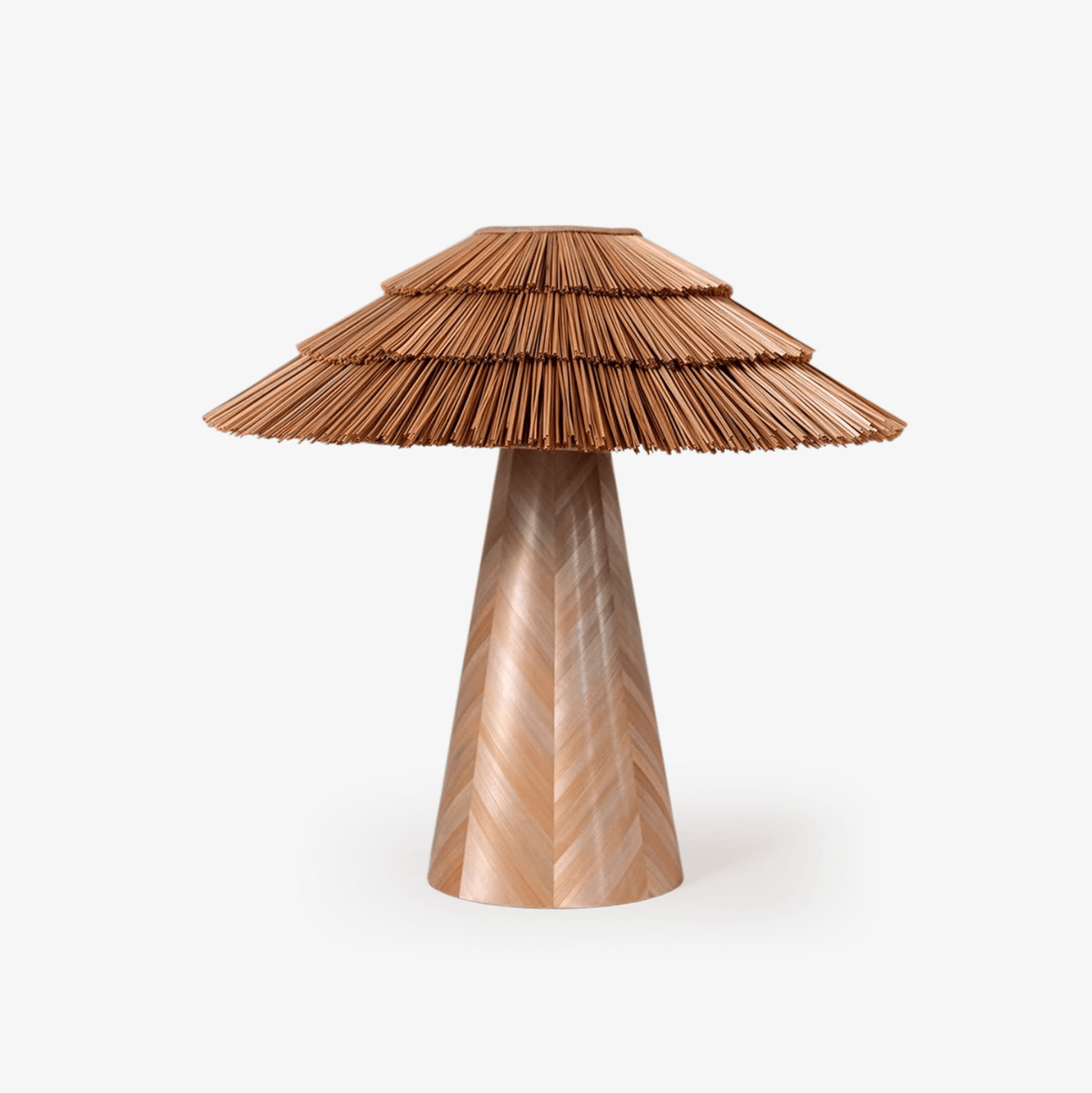 Artisan Straw Table Lamp with Wood Veneer Base for Modern Interiors