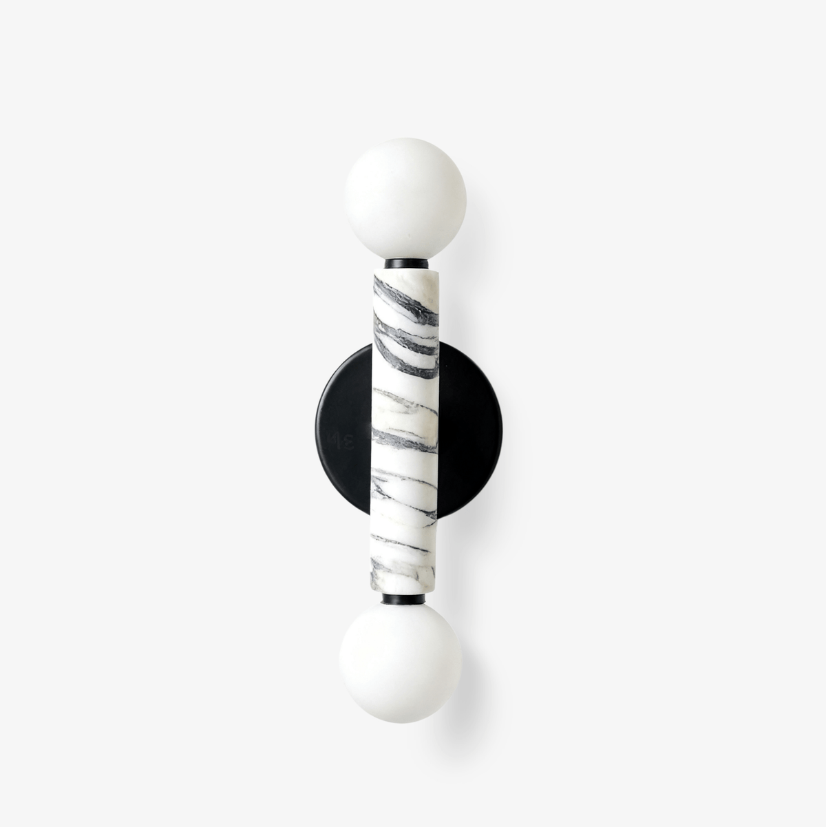 Obelisk Orb Wall Sconce in Marble and Opal Glass