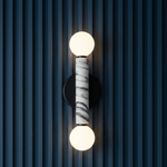 Obelisk Orb Wall Sconce in Marble and Opal Glass