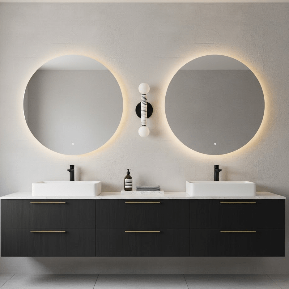Obelisk Orb Wall Sconce in Marble and Opal Glass