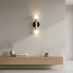 Obelisk Orb Wall Sconce in Marble and Opal Glass