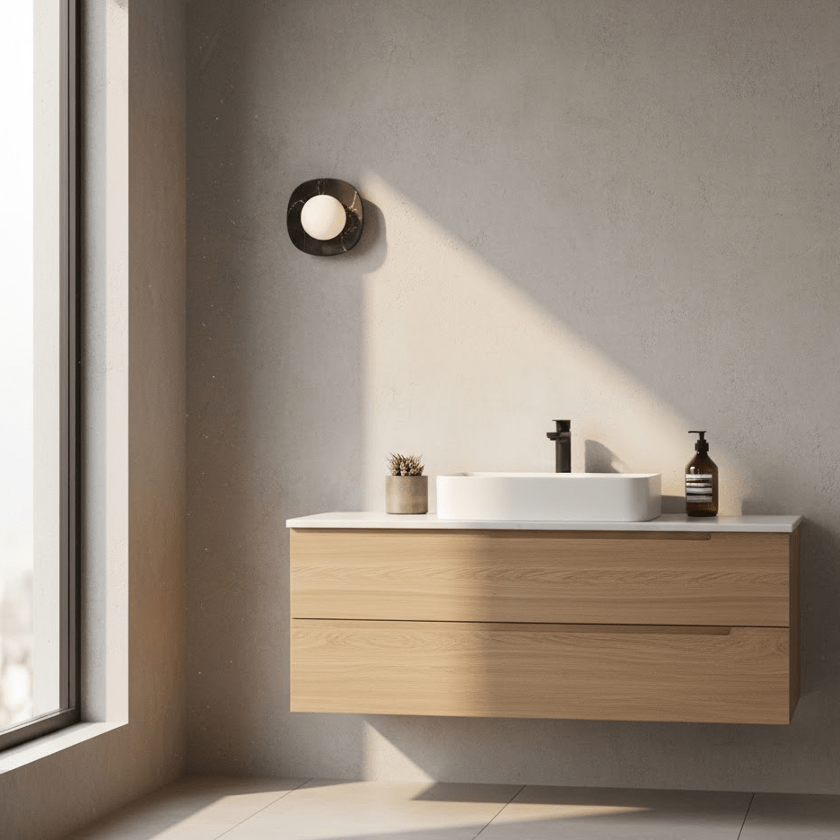 Carrara Cusp Marble Wall Sconce with Opal Glass Sphere