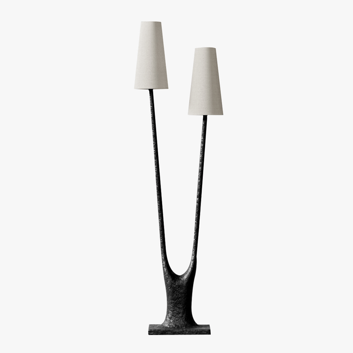 Roots Floor Lamp – Sculptural Twin-Shade Brass Floor Light