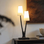 Roots Sculptural Table Lamp in Black Bronze with Fabric Shades