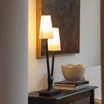 Roots Sculptural Table Lamp in Black Bronze with Fabric Shades