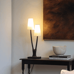 Roots Sculptural Table Lamp in Black Bronze with Fabric Shades
