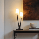 Roots Sculptural Table Lamp in Black Bronze with Fabric Shades