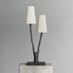 Roots Sculptural Table Lamp in Black Bronze with Fabric Shades