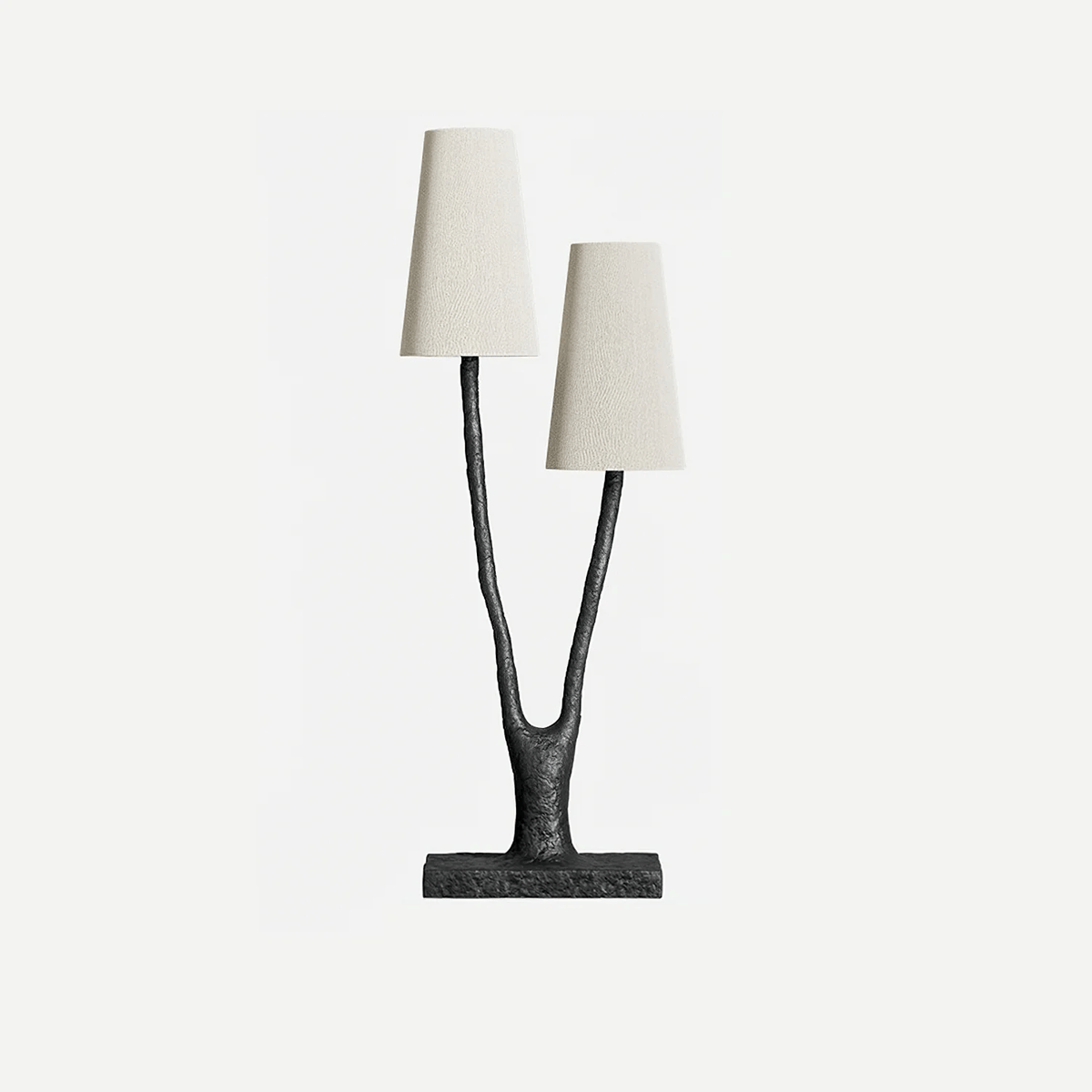 Roots Sculptural Table Lamp in Black Bronze with Fabric Shades