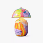 Artisan Hand-Painted Ceramic Table Lamp with Brass Accents