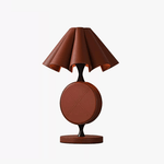 Saddle Stitch Leather Table Lamp with Pleated Shade, Warm Brown