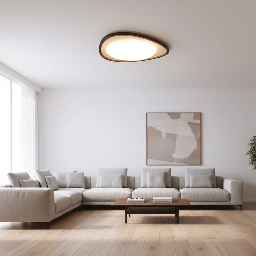 Lunaro Moonstone Travertine Ceiling Light – Modern Flush Mount LED