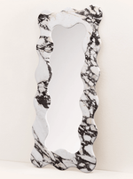 Serpentine Vert Marble Mirror Frame — Sculptural Wavy Edge Wall Mirror
