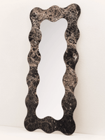 Serpentine Vert Marble Mirror Frame — Sculptural Wavy Edge Wall Mirror