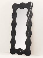 Serpentine Vert Marble Mirror Frame — Sculptural Wavy Edge Wall Mirror