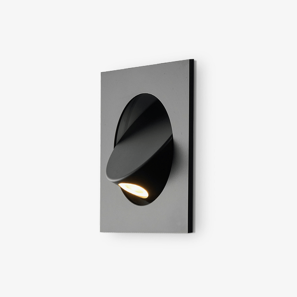 Modern Recessed Wall Sconce with Rotating LED Head, Black Finish