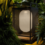 Maelis Sculptural Table Lamp with Perforated Metal Shade and Wooden Base