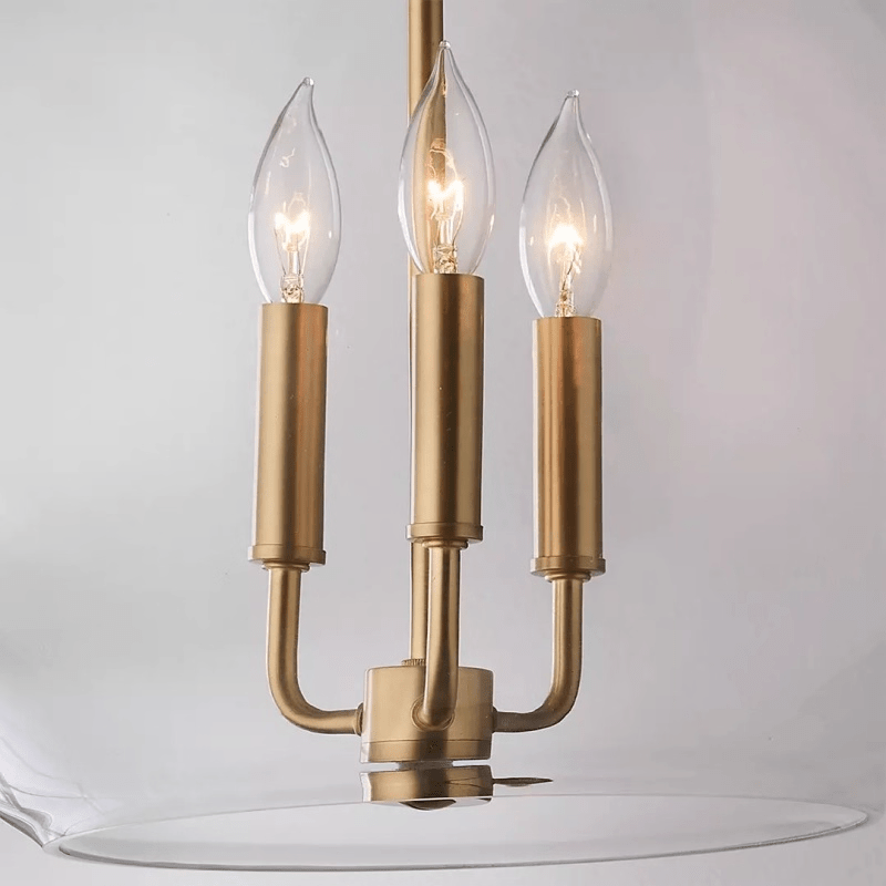 Lysander Clear Glass Globe Pendant Light in Aged Brass