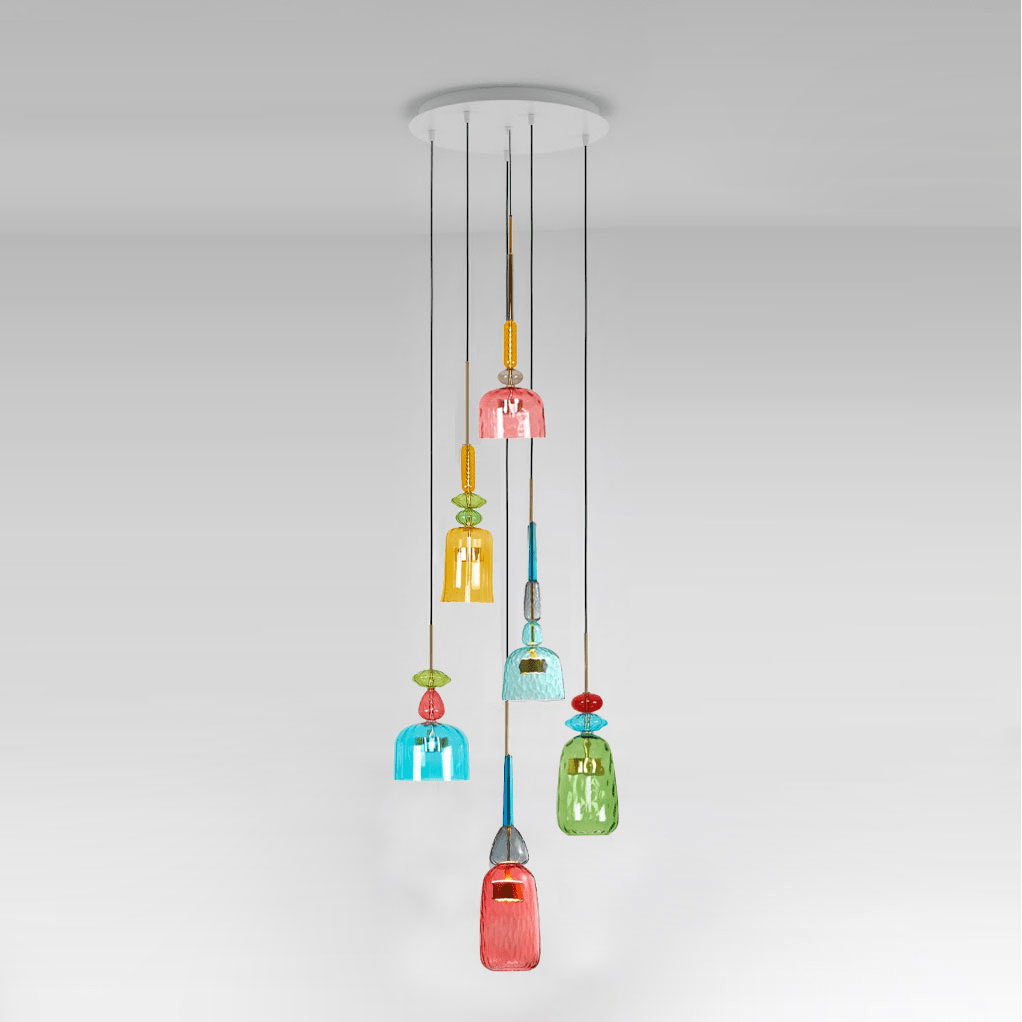Art Glass Pendant Light – Hand-Blown Stained Glass Chandelier for Dining & Living