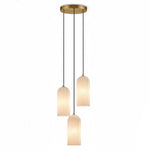 Monty Alabaster Pendant Light in Brass with Braided Cord