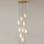 Monty Alabaster Pendant Light in Brass with Braided Cord
