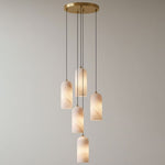 Monty Alabaster Pendant Light in Brass with Braided Cord