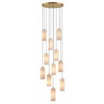 Monty Alabaster Pendant Light in Brass with Braided Cord