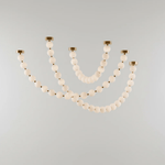 Pearl Necklace Acrylic Ball Chandelier, Modern Gold LED Pendant Light