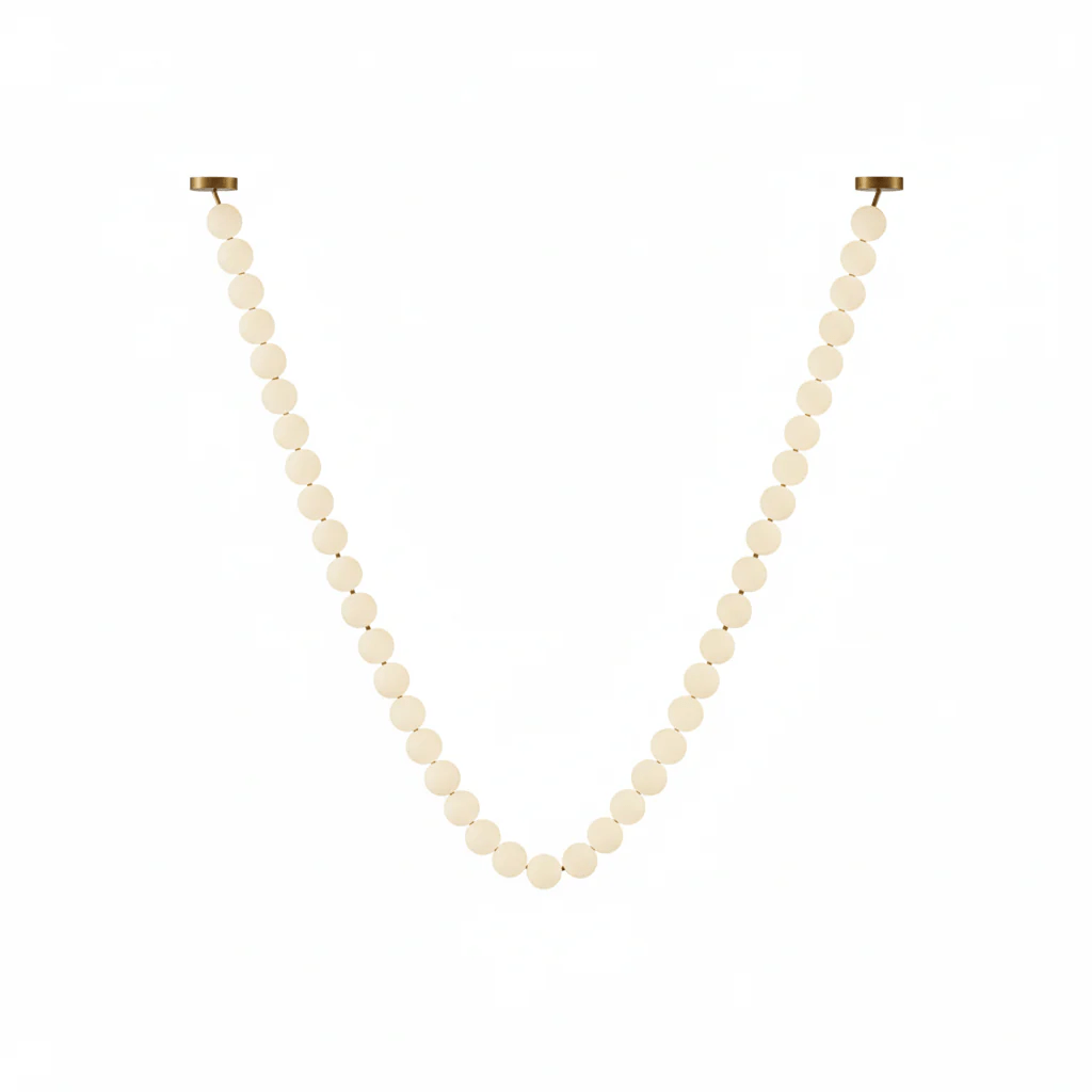 Pearl Necklace Acrylic Ball Chandelier, Modern Gold LED Pendant Light