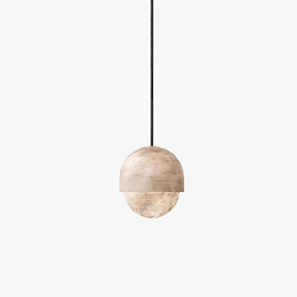 Lunar Dome Alabaster Pendant Light – Modern Minimalist Ceiling Lamp