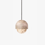 Lunar Dome Alabaster Pendant Light – Modern Minimalist Ceiling Lamp