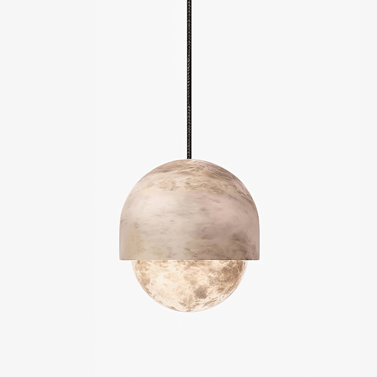 Lunar Dome Alabaster Pendant Light – Modern Minimalist Ceiling Lamp