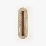 Oryn Travertine Wall Sconce with Walnut Accent – Modern Organic LED Wall Light