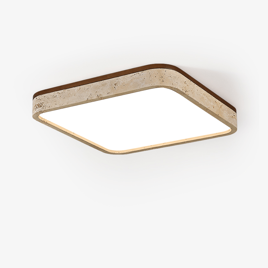 Calden Travertine Ceiling Light – Modern Flush Mount in Natural Stone