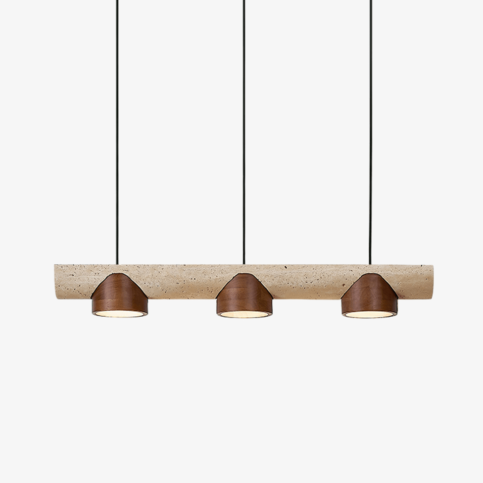 Thalen Linear Travertine Pendant Light, Three-Light Modern Kitchen Island Lamp