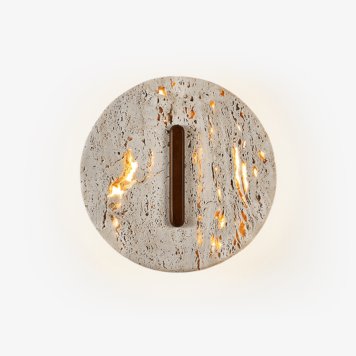 Orynn Wall Lamp in Yellow Travertine with Walnut Accent | Modern LED Wall Sconce