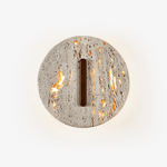Orynn Wall Lamp in Yellow Travertine with Walnut Accent | Modern LED Wall Sconce