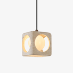 Kaelis Travertine Pendant Light – Sculptural Stone Cube Lamp for Modern Interiors