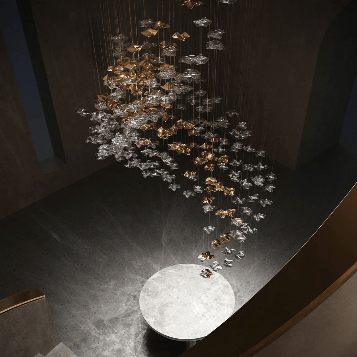 Tidal Art Glass Chandelier – Modern Cascading LED Pendant Light