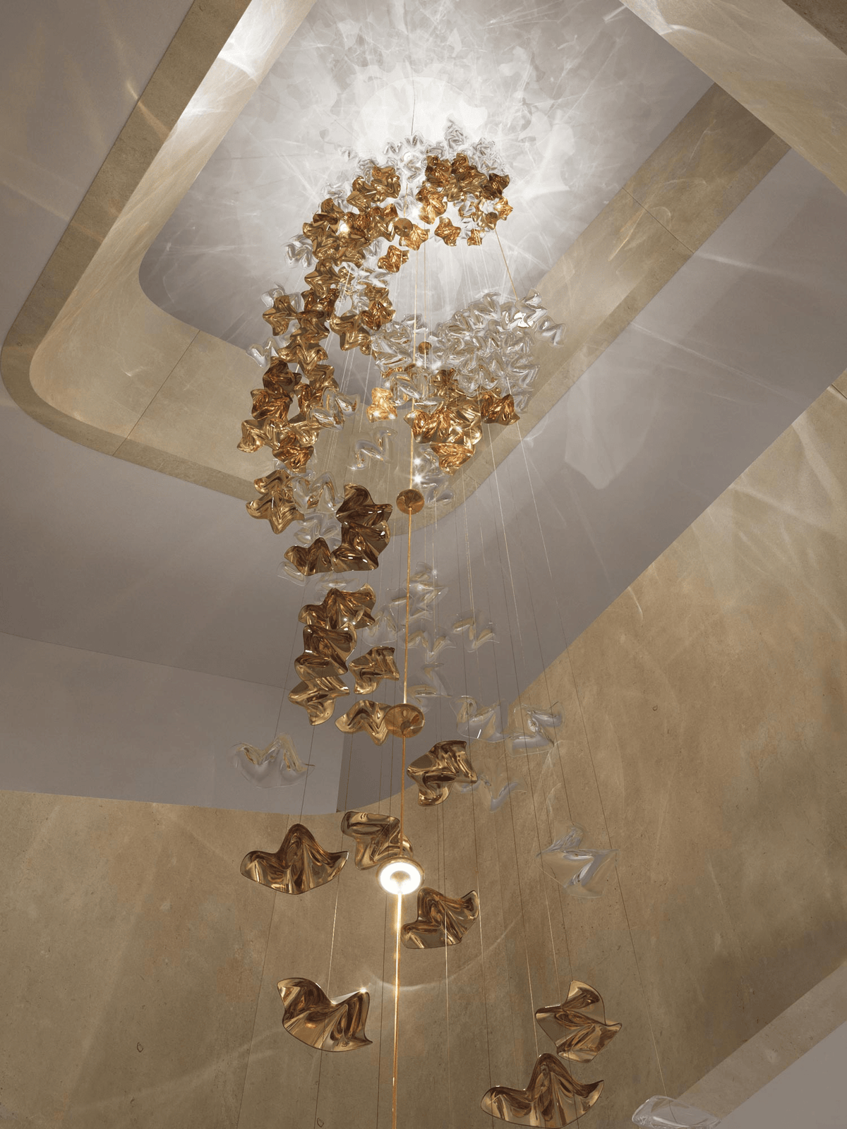 Tidal Art Glass Chandelier – Modern Cascading LED Pendant Light