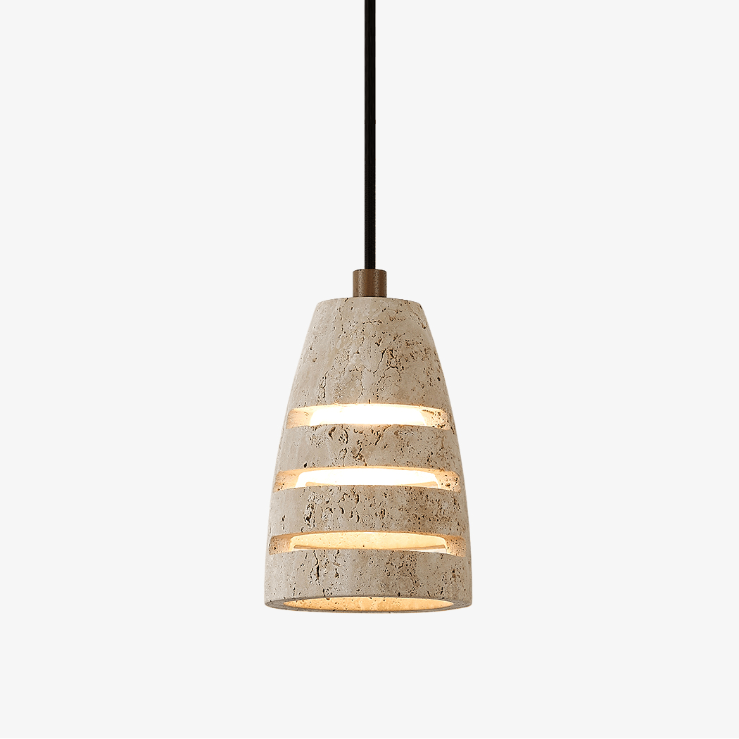 Selvarin Travertine Pendant Light – Sculptural Stone Hanging Lamp for Dining and Living Spaces