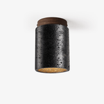Draven Black Travertine Ceiling Lamp with Walnut Base