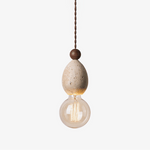 Eryndor Travertine Pendant Light – Natural Stone & Walnut Wood