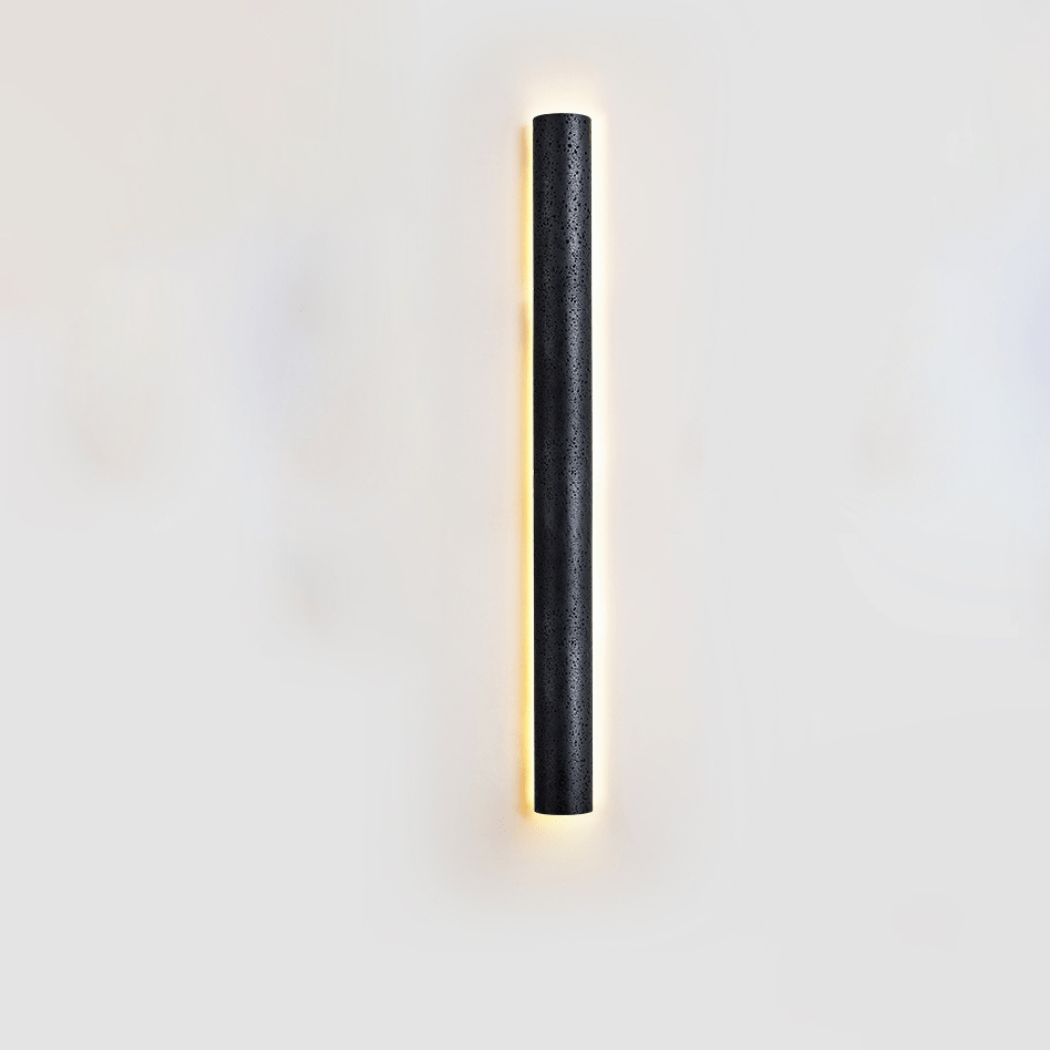 Kaedran Black Travertine LED Wall Sconce with Halo Backlighting