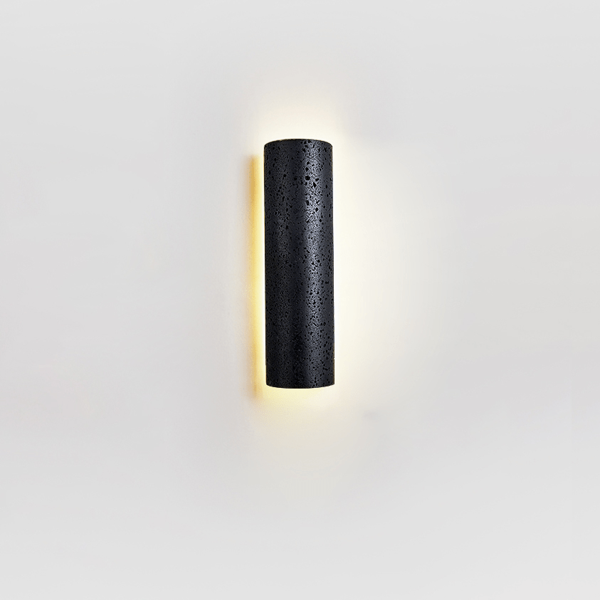 Kaedran Black Travertine LED Wall Sconce with Halo Backlighting
