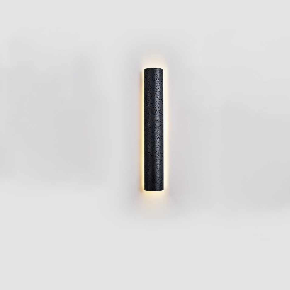 Kaedran Black Travertine LED Wall Sconce with Halo Backlighting