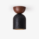 Arvilo Black Travertine Ceiling Lamp with Walnut Mount