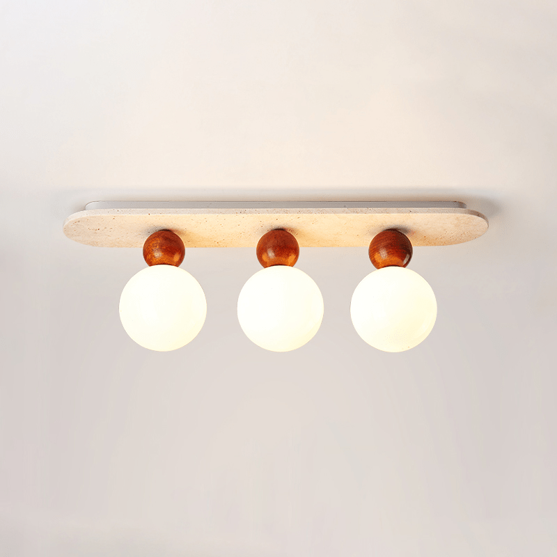 Telvian Ceiling Light in Yellow Travertine and Glass