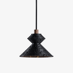 Kryos Texture Pendant Light in Black Travertine with Walnut Accent
